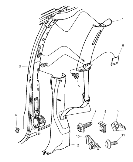 2002 Dodge Caravan Plug Seat Belt Opening Diagram for UZ13WL5AA