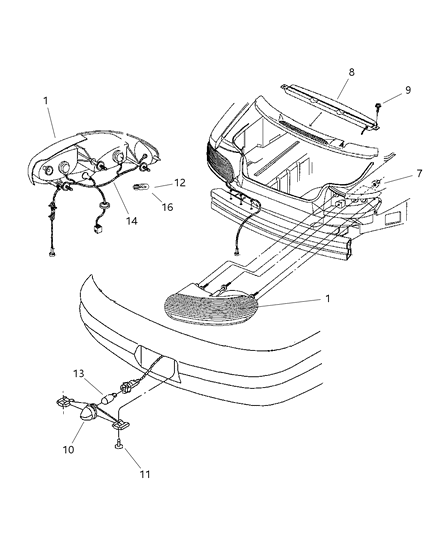 2000 Chrysler Sebring Tail Lamp Assembly Diagram for 5288608AD