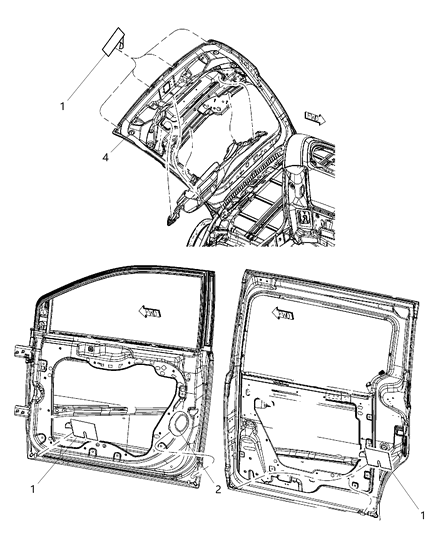 2012 Dodge Grand Caravan Hood, Doors, Decklid, Tailgate, & Liftgate Plugs Diagram