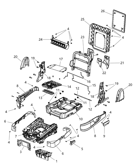 2009 Chrysler Town & Country Seat Adjuster Nut, Front Diagram for 5102513AA