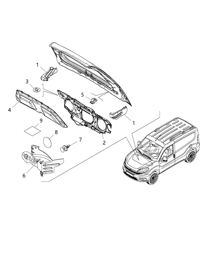 2020 Ram ProMaster City Under Hood Insulation, Silencers, And Baffles Diagram
