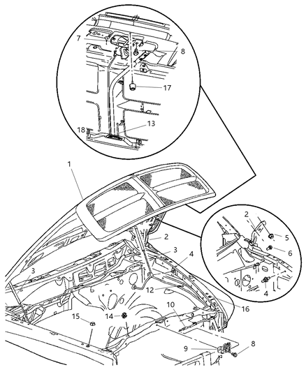 2003 Dodge Ram 1500 Hinge Hood Diagram for 55275841AB