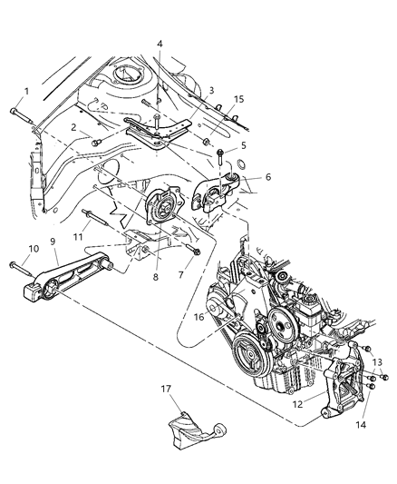 2004 Dodge Neon Mount, Front Engine Diagram 3 - Thumbnail