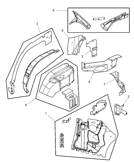 2005 Chrysler Sebring Splash Shield, Rear Passenger Side Diagram for 4878380AD