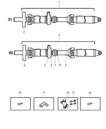 1997 Dodge Dakota Propeller Shaft - Rear Diagram 3 - Thumbnail