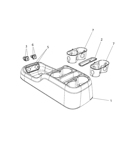 2020 Chrysler Pacifica Console Floor Front Diagram for 5RK001X9AE