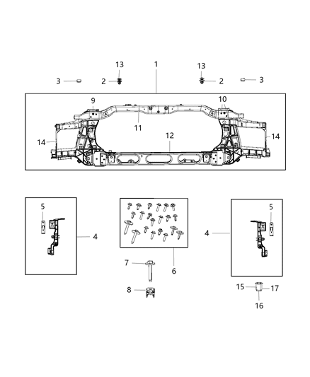 2015 Ram 1500 Fastener Kit Front End Module Diagram for 68204786AA