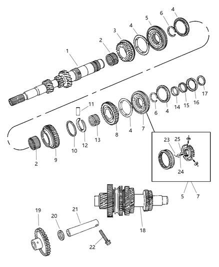 2002 Chrysler PT Cruiser Gear Train of Manual Transmission Diagram