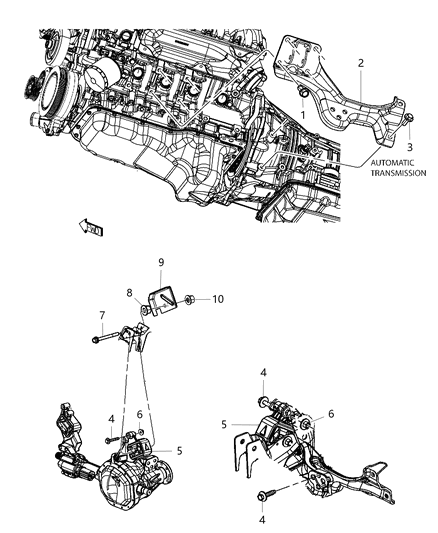 2012 Ram 1500 Bracket Engine Mount Diagram for 52122805AD