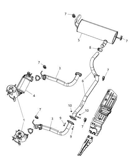 2008 Jeep Wrangler Exhaust System Diagram 1 - Thumbnail
