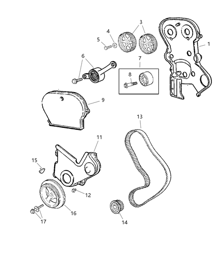 2004 Jeep Wrangler Timing Belt & Cover Diagram 1 - Thumbnail