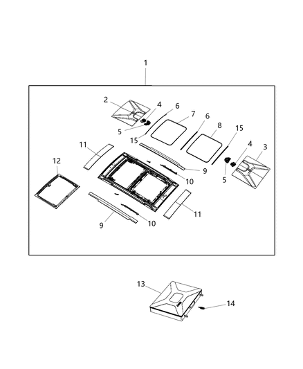 2016 Jeep Renegade Sunroof & Component Parts Diagram 1 - Thumbnail