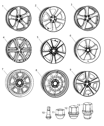 2011 Dodge Charger Wheel Aluminum Diagram for 1NQ47SZ0AA
