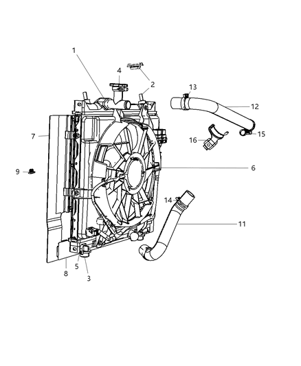 2008 Chrysler PT Cruiser Radiator & Related Parts Diagram 2 - Thumbnail