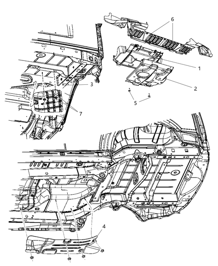 2008 Dodge Nitro Underbody Shields & Skid Plates of Frame, Bumper And Fascia Diagram