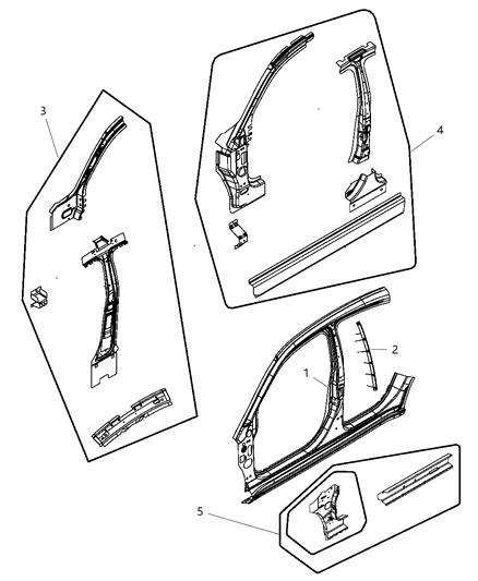 2008 Dodge Avenger Reinforcement Package Bode Side Aperture Front C - Frame Diagram for 68005177AA