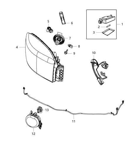 2013 Ram 1500 Lamp Front Fog Diagram for 68104820AB