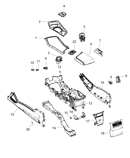 2017 Dodge Challenger Console Base, Center Diagram for 68260030AB
