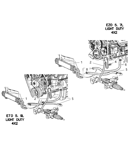 2006 Dodge Ram 3500 Hose Power Steering Return Rcb/Rack And Pinion To Cooler Diagram for 52113119AC