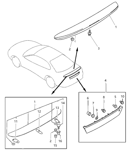 1999 Dodge Avenger Finish Panel Bolt Diagram for MB646885