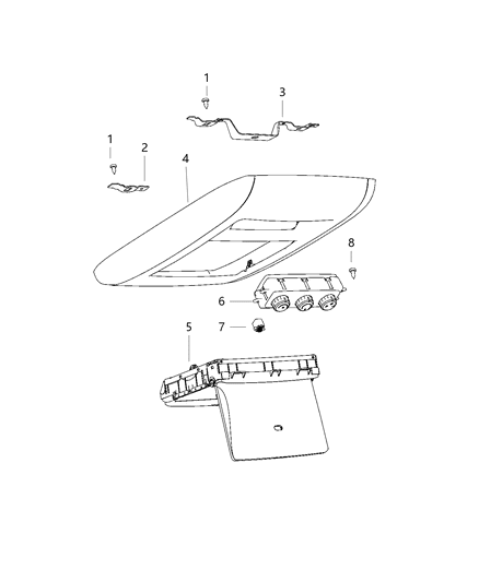 2020 Dodge Grand Caravan Console Overhead Diagram for 1KM36HDAAA