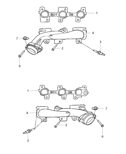 2008 Dodge Dakota Exhaust Manifolds & Heat Shields Diagram 1 - Thumbnail