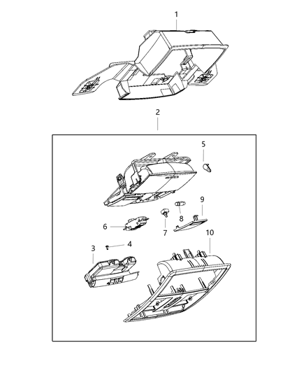 2020 Dodge Challenger Overhead Console, Upper Diagram for 1AR29DX9AB