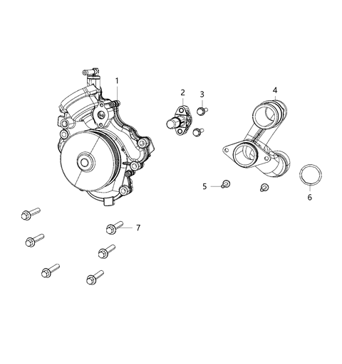 2020 Ram 1500 New Style Water Pump & Related Parts Diagram 1 - Thumbnail