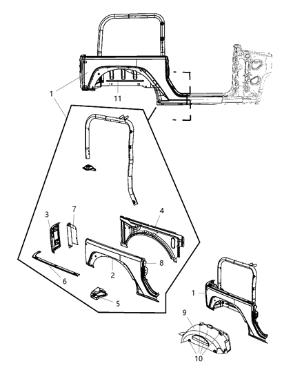 2007 Jeep Wrangler Rear Aperture Panel Diagram 1 - Thumbnail