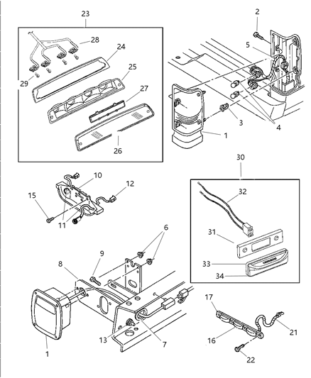 1999 Dodge Ram 3500 Tail Lamp Assembly, Blue Diagram for 5EK45VB3AC