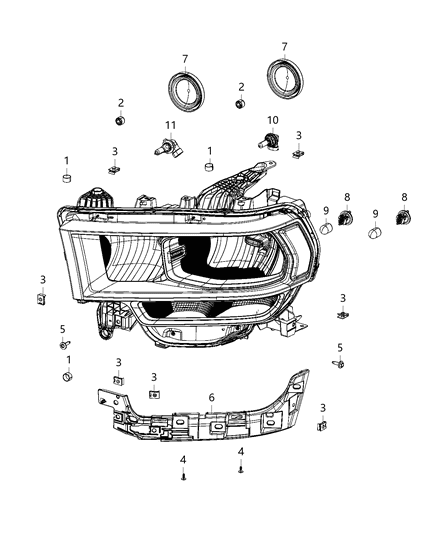 2020 Ram 2500 Parts, Headlamp Service Diagram 2 - Thumbnail