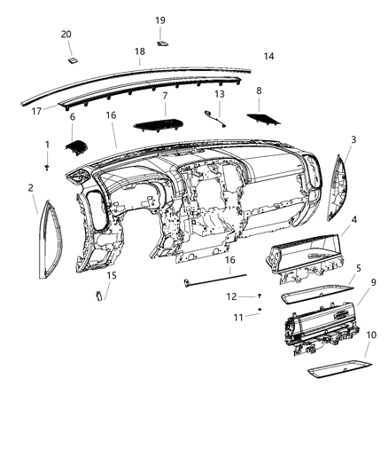 2020 Ram 2500 Instrument Panel & Structure Diagram 1 - Thumbnail