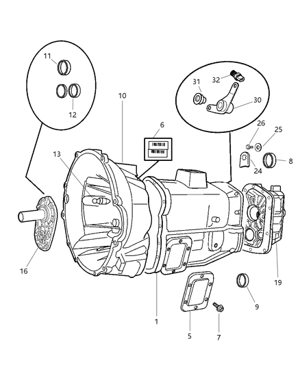 2001 Dodge Ram 1500 Regular Cab Case & Related Parts of Manual Transmission Diagram 3 - Thumbnail