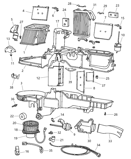 2001 Dodge Ram 3500 Regular Cab Air Conditioner & Heater Unit Diagram