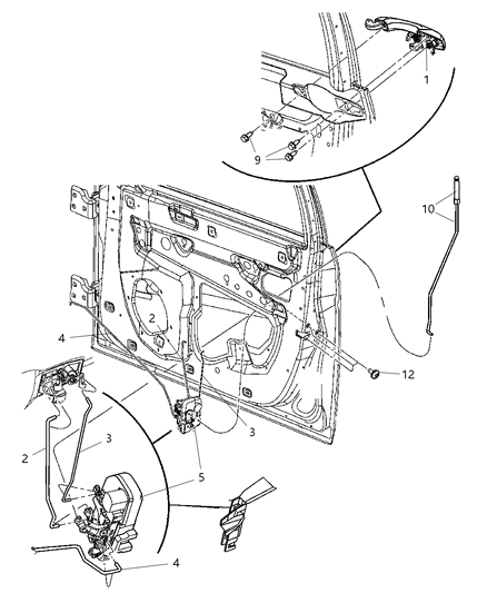 2007 Dodge Magnum Door, Front Exterior Handle & Links Diagram 1 - Thumbnail