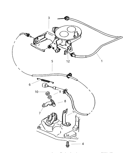 2003 Dodge Ram 3500 Cable Accelerator Diagram for 53032162AB