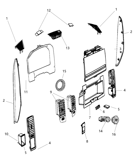2017 Ram 3500 Pickup Instrument Panel Trim Diagram 2 - Thumbnail