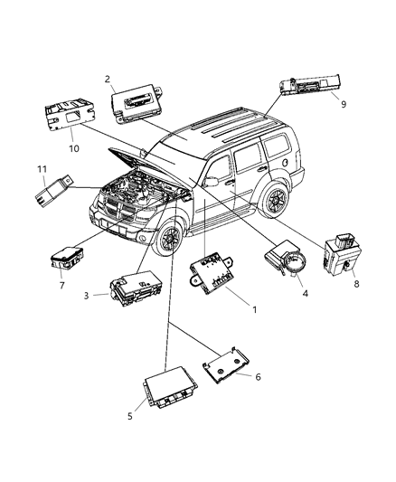 2007 Dodge Nitro Receiver Control Module Diagram for 5026073AL