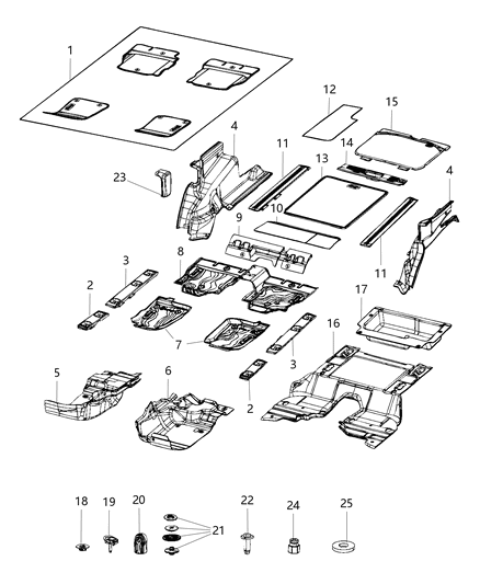 2018 Jeep Wrangler All-new Model Carpet And Cargo Area Diagram