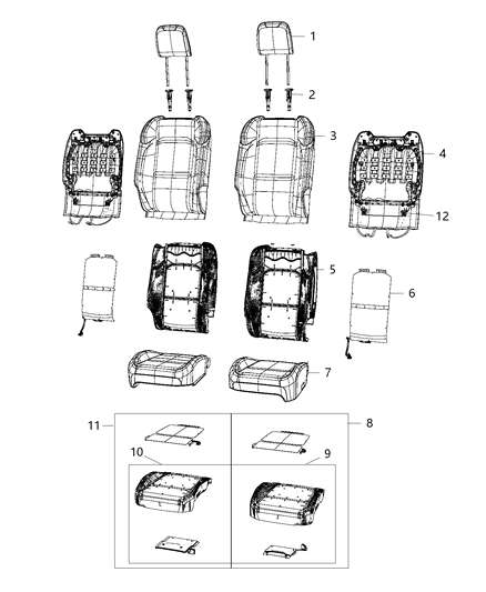 2018 Jeep Wrangler All-new Model Front Seat - Bucket Diagram 6 - Thumbnail