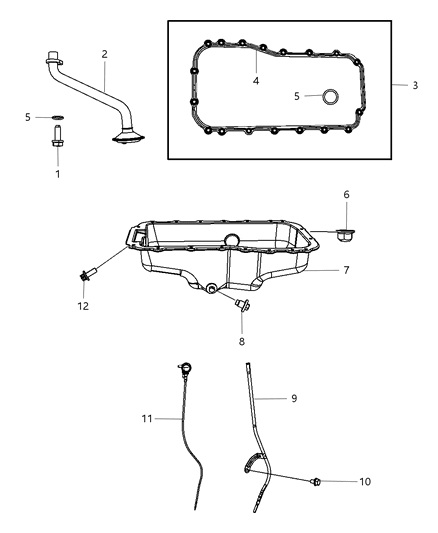 2007 Chrysler Pacifica Engine Oil Pan & Oil Level Indicator Diagram 1 - Thumbnail