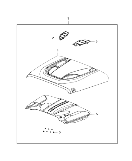 2018 Jeep Wrangler JK (Previous-generation) Hood of Mopar Accessories - Component Parts Diagram