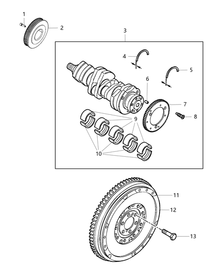2014 Dodge Journey Crankshaft , Crankshaft Bearings , Damper And Flywheel Diagram 1 - Thumbnail