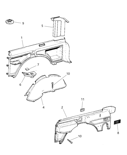 1998 Jeep Cherokee Panels - Interior Trim, Rear Diagram 1 - Thumbnail