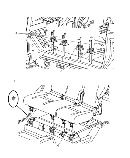 2007 Chrysler PT Cruiser Rear Seat - Attaching Parts Diagram 1 - Thumbnail