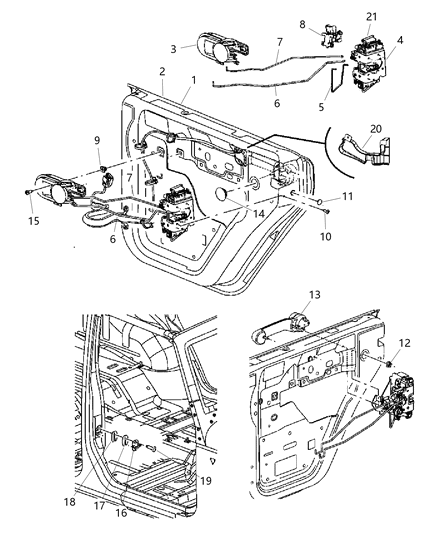 2007 Jeep Wrangler Latch Rods Diagram for 55395812AA