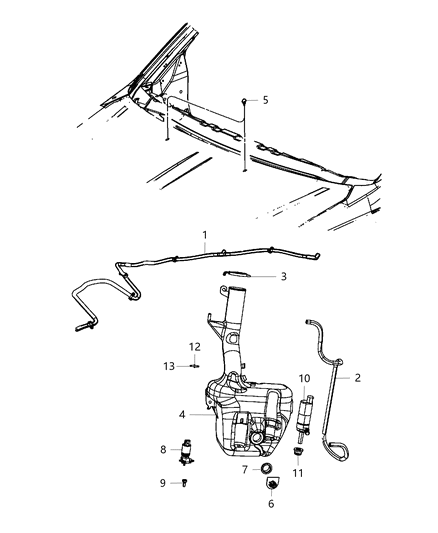 2012 Chrysler Town & Country Washer Nozzle, Front Diagram for 5113049AA