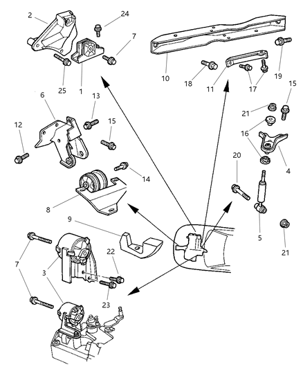1997 Dodge Neon Mount Bracket Diagram for 4668005