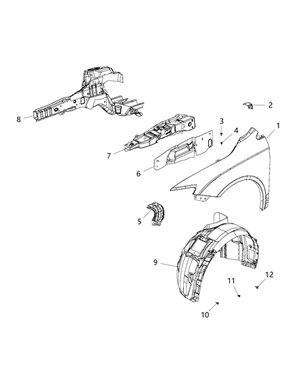 2016 Chrysler 200 Fender, Front Passenger Side Diagram for 68143656AA