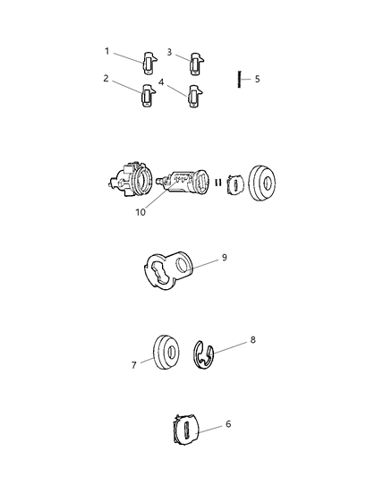 2010 Chrysler Sebring Front Door Lock Cylinders & Related Diagram